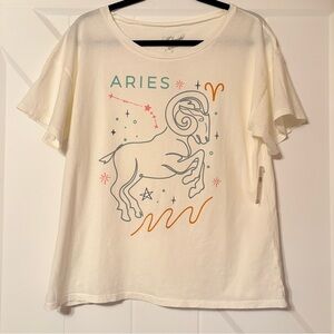NWT Anthropologie Midnight Rider Aries Graphic Tee Zodiac Astrology Shirt Small